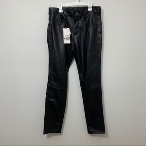 Zara Black Vegan Leather Skinny Stretch Pant